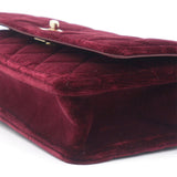 Velvet Quilted Pearl Crush Wallet On Chain WOC Burgundy