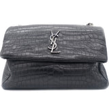 Calfskin Crocodile Embossed West Hollywood Monogram Fold-Over Bag