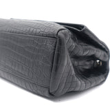 Calfskin Crocodile Embossed West Hollywood Monogram Fold-Over Bag