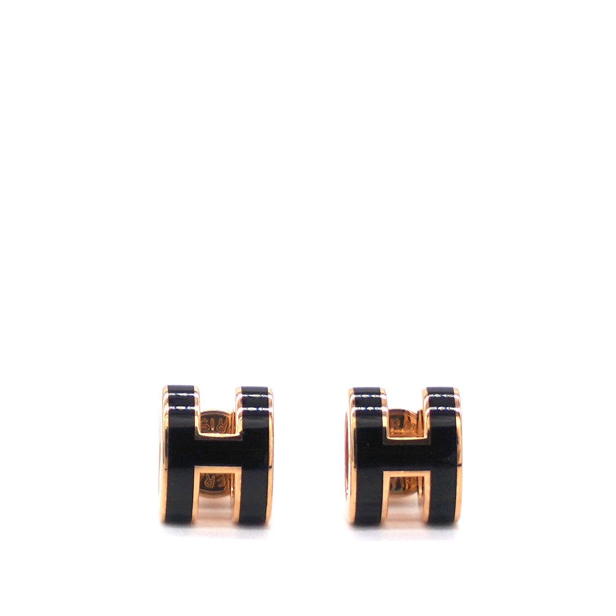 Lacquered Pop H Mini Earrings Black