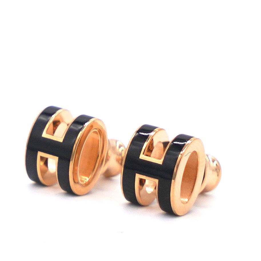 Lacquered Pop H Mini Earrings Black