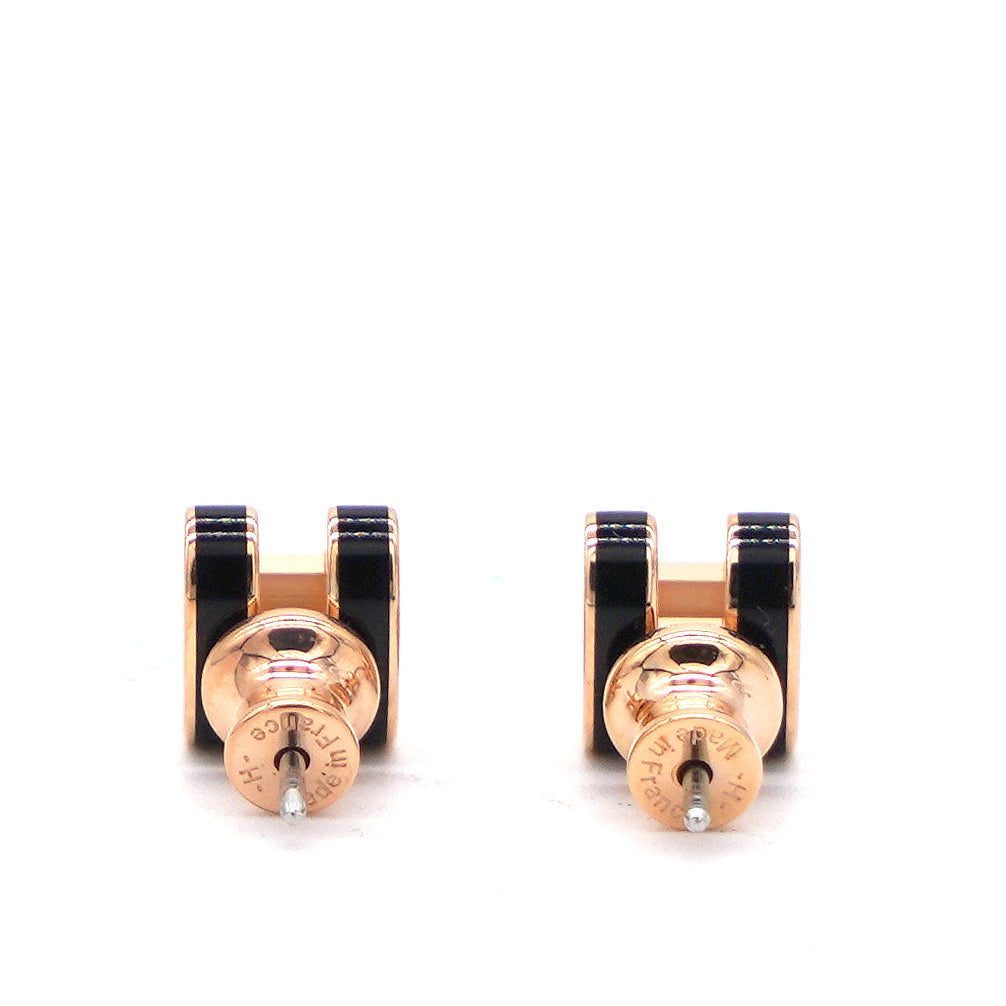 Lacquered Pop H Mini Earrings Black