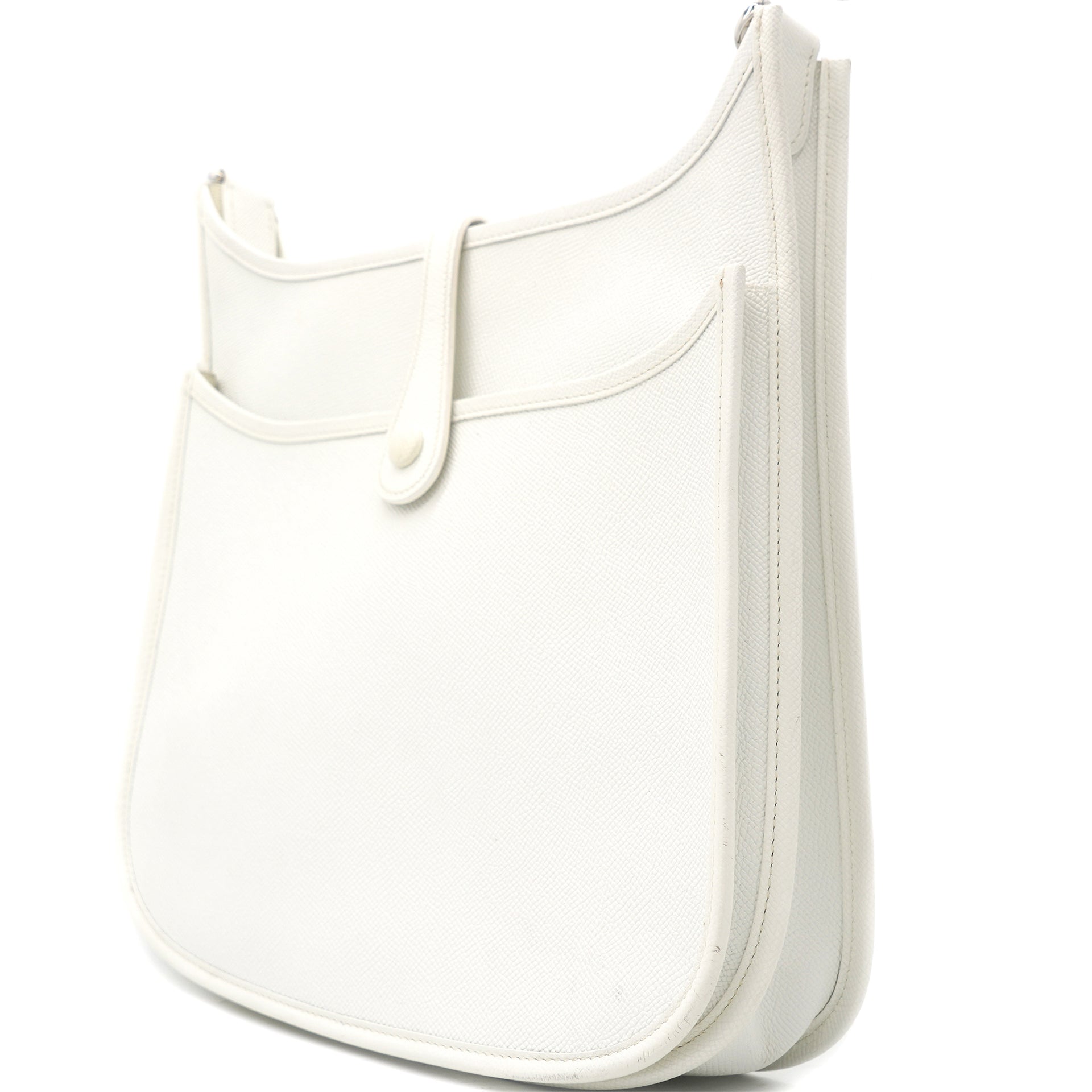 Hermes Evelyne PM Shoulder Bag Purse in White Epsom Leather