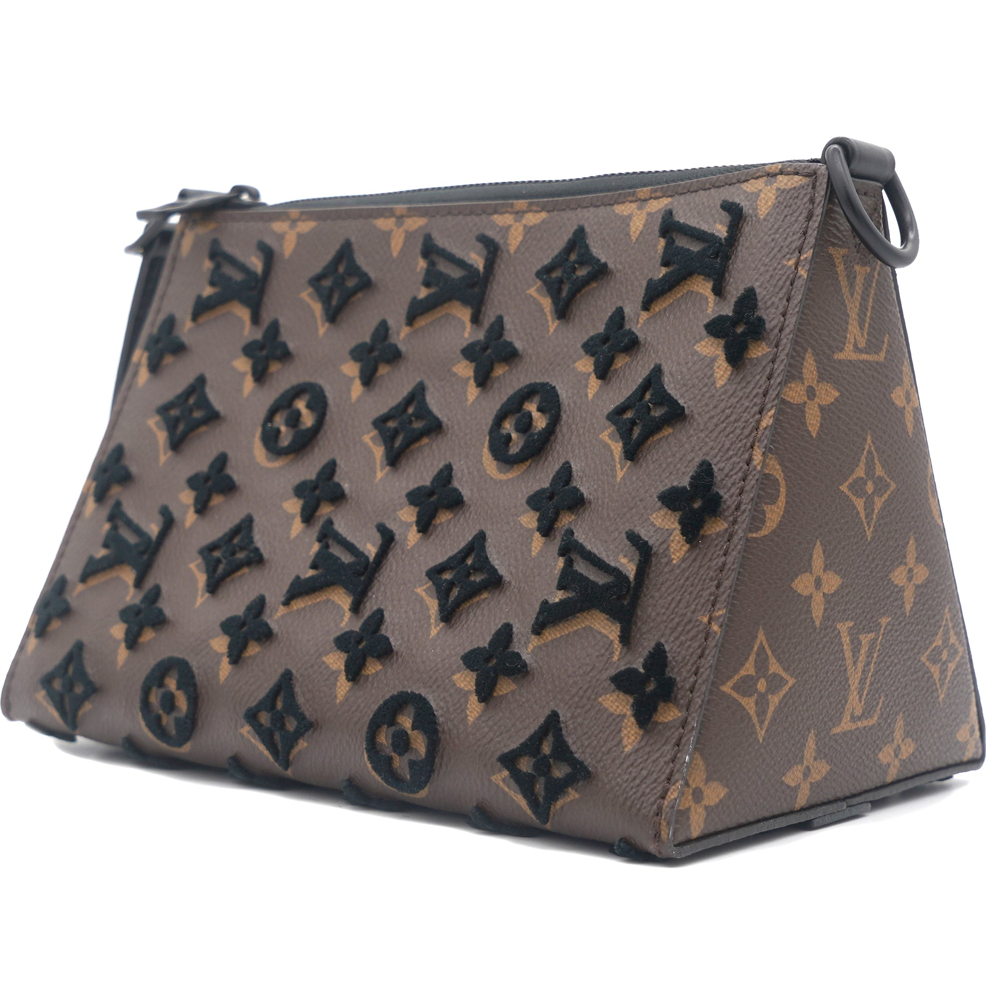 Louis Vuitton Triangle Messenger Monogram Tuffetage Black in Coated Canvas  with Matte Black-tone - GB
