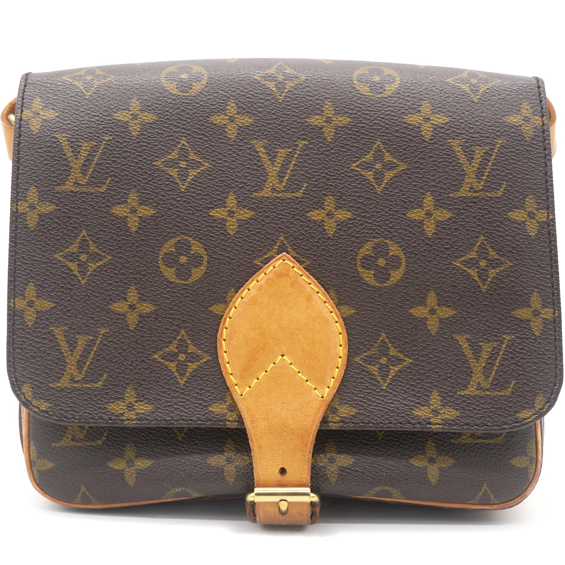 LOUIS VUITTON MONOGRAM CITE SHOULDER BAG traditional brown monogram canvas  with leather trim and pale gold tone hardware double zip closure at the  top and zippered front pocket 25cm x 18cm H