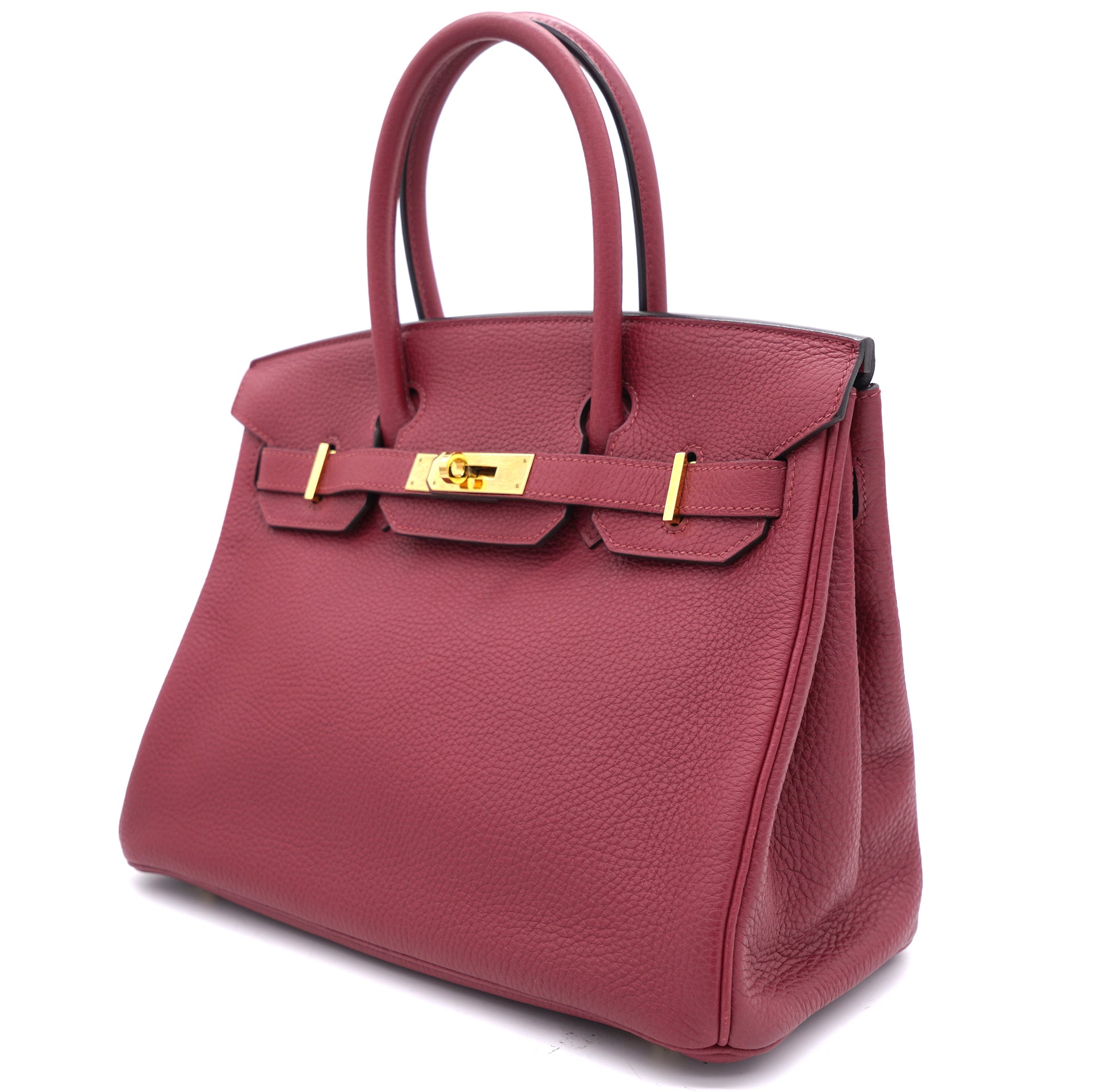 Hermes Birkin 30 Bag Rouge H Gold Hardware Clemence Leather New w
