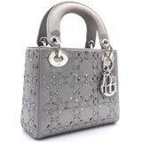 Satin Crystal Cannage Mini Lady Dior Grey