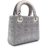 Satin Crystal Cannage Mini Lady Dior Grey