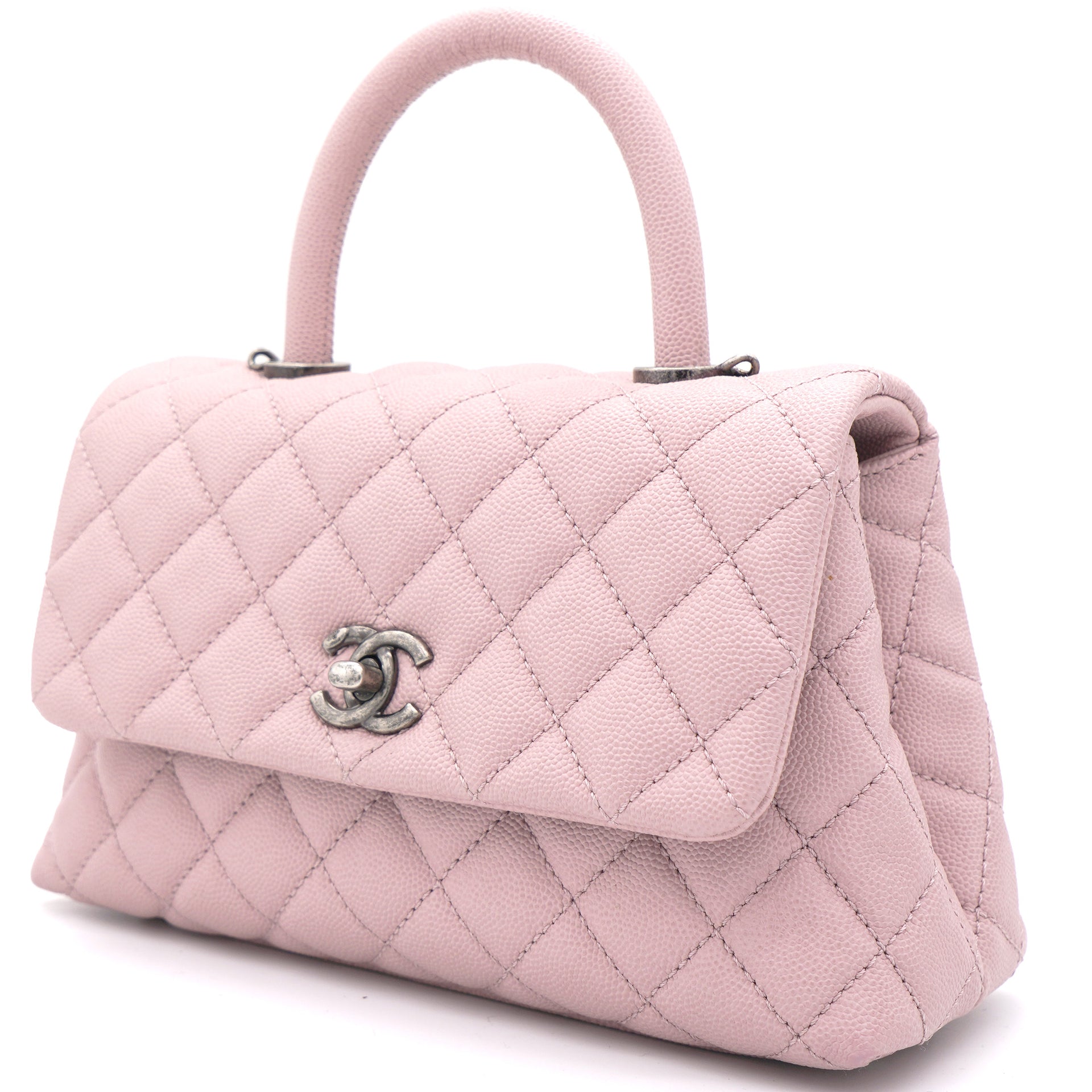 CHANEL Caviar Quilted Small Coco Handle Flap Light Pink 1237282   FASHIONPHILE