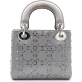 Satin Crystal Cannage Mini Lady Dior Grey