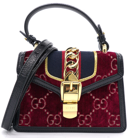 Multicolor Velvet and Patent Leather Mini Web Chain Sylvie Top Handle bag