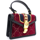 Multicolor Velvet and Patent Leather Mini Web Chain Sylvie Top Handle bag