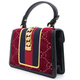 Multicolor Velvet and Patent Leather Mini Web Chain Sylvie Top Handle bag