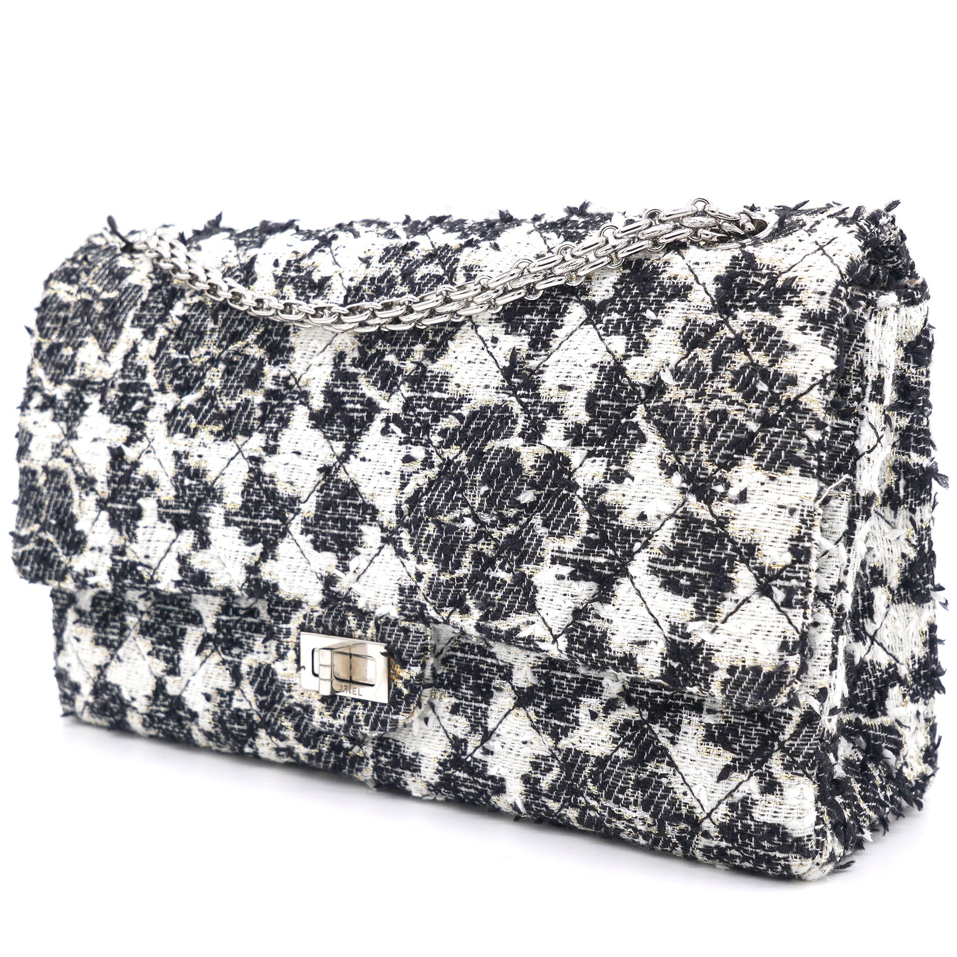 White and Black Tweed Reissue 2.55 Classic 226 Flap Bag