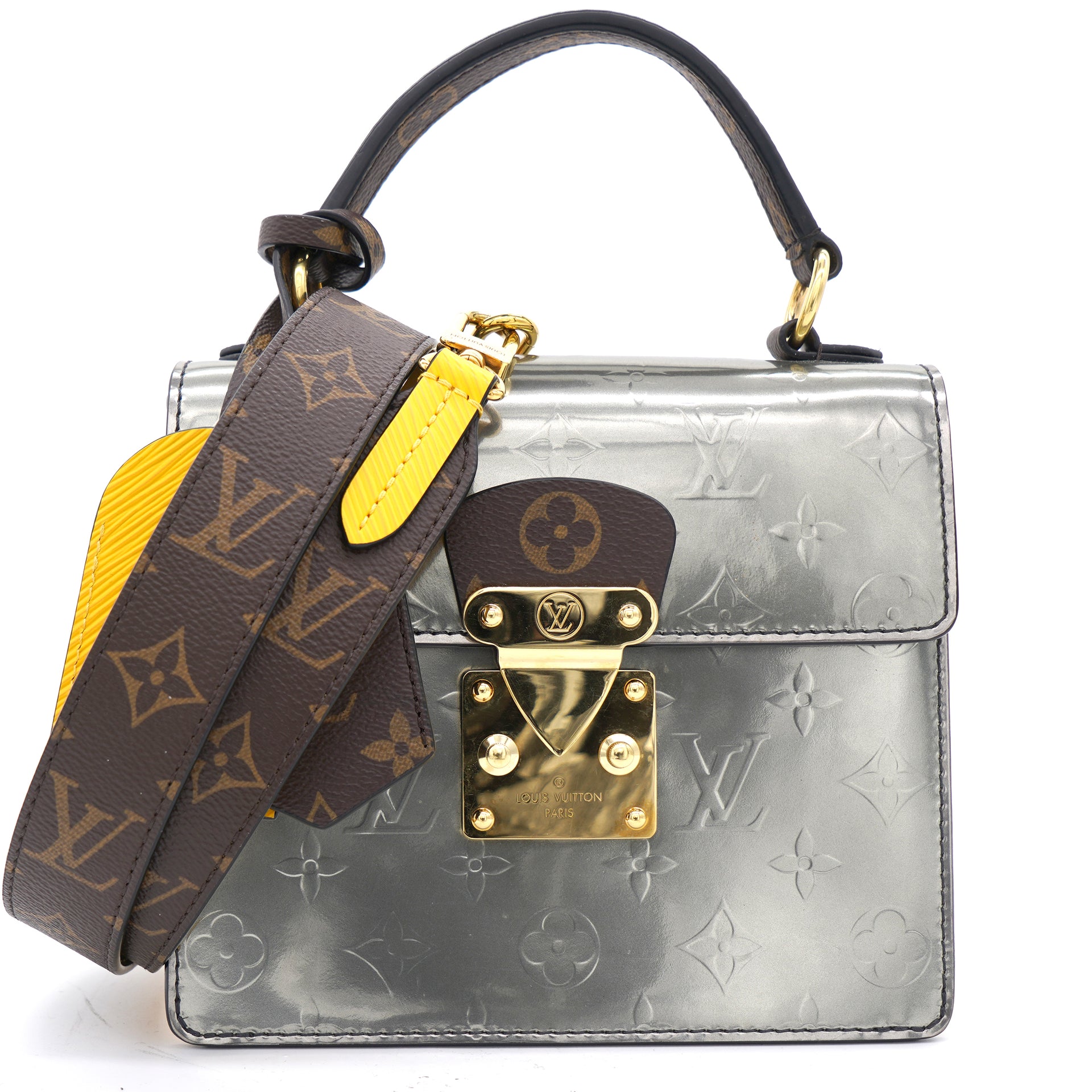 Louis Vuitton Spring Street Handbag Monogram Vernis Silver