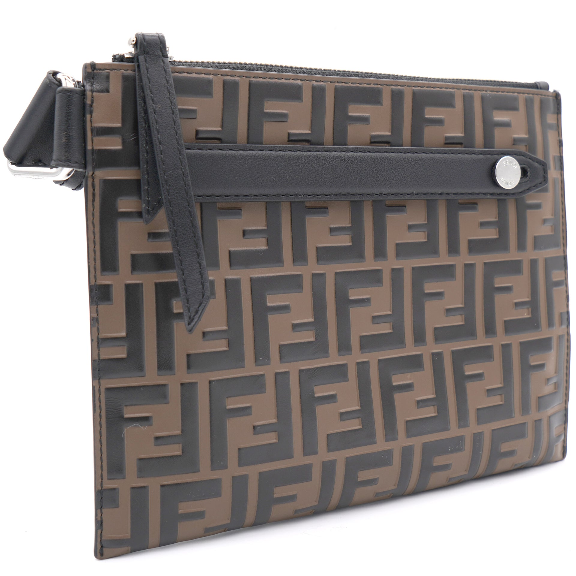 Fendi Brown FF Logo Embossed Leather Messenger Bag – STYLISHTOP