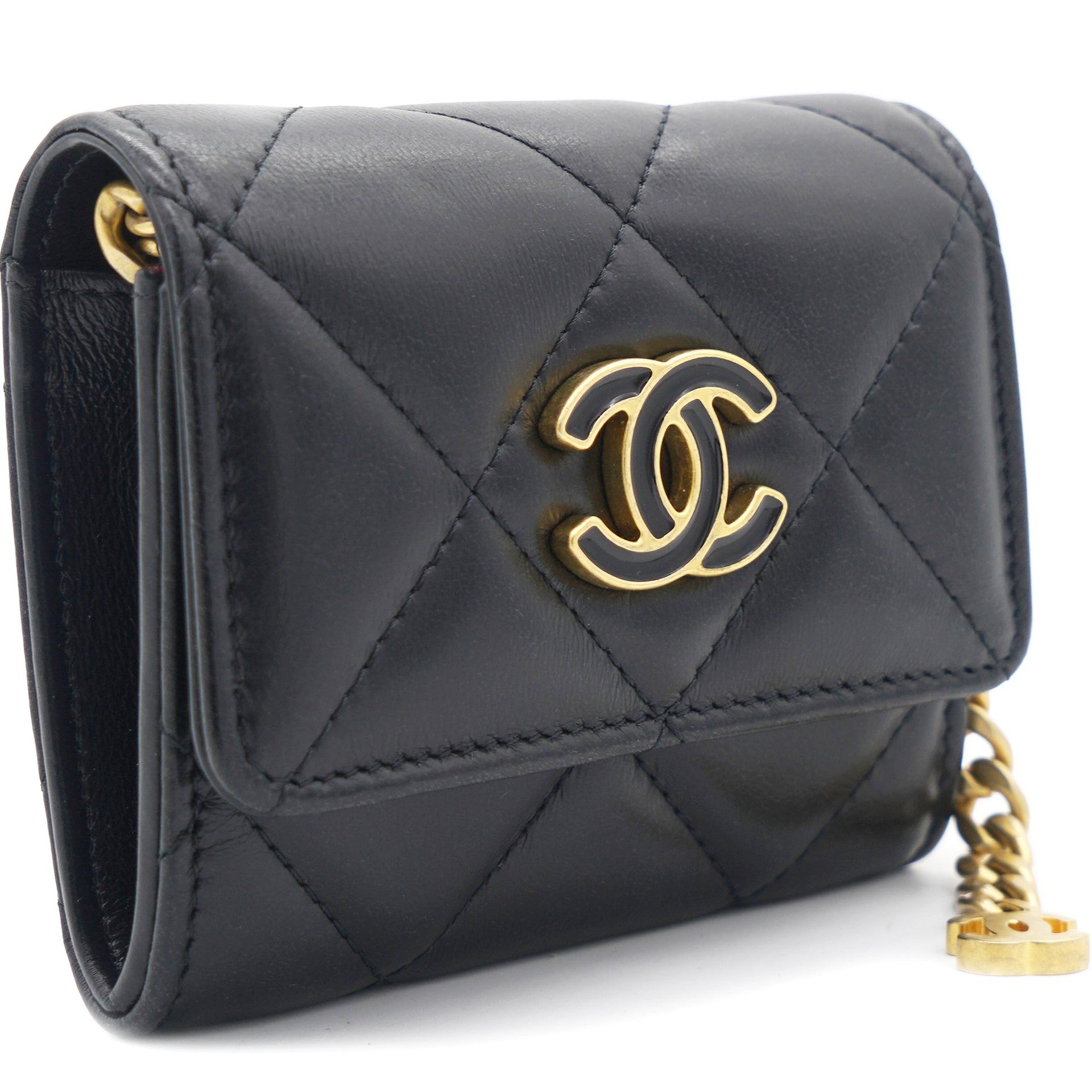 Chanel Black Quilted Lambskin Chanel 19 Mini Coin Purse With Chain Auction