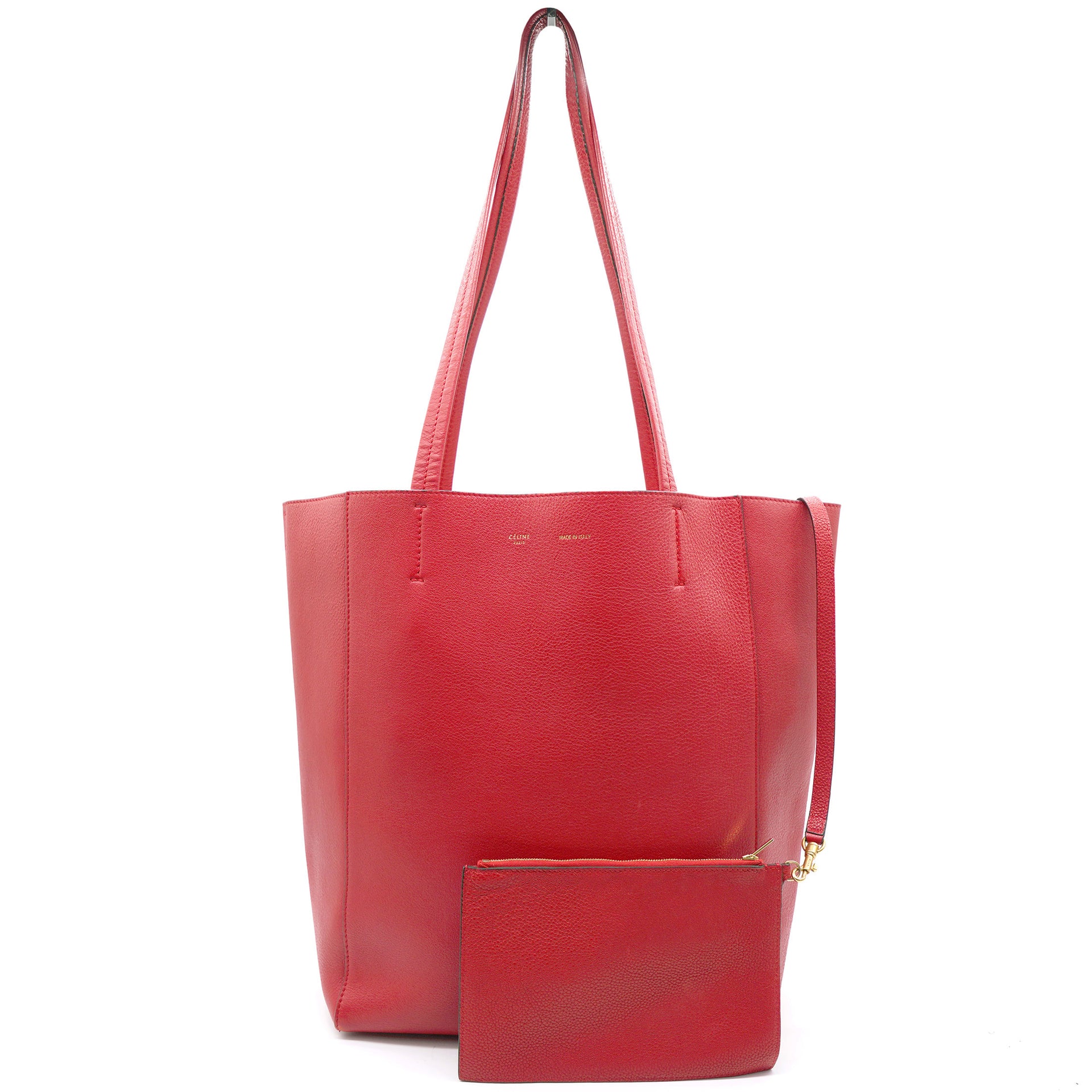 Celine Red Grained Leather Small Horizontal Phantom Cabas Tote