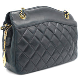 Vintage Chanel Black Quilted Lambskin Leather Chain Shoulder Bag