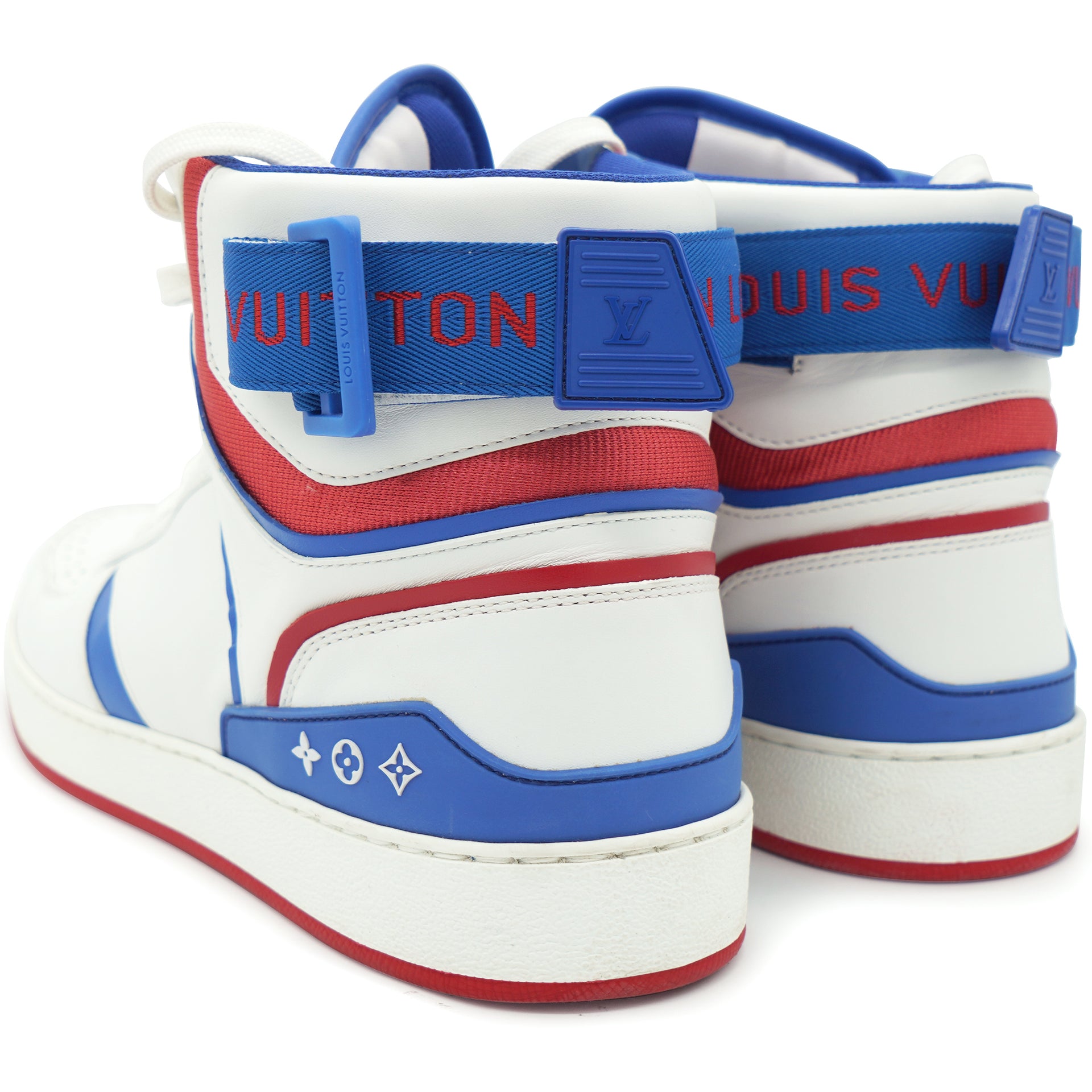 Louis Vuitton Red Blue & White Leather Rivoli Sneakers 6.5/41