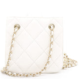 Lambskin Quilted Clutch with Double Chain White