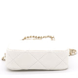 Lambskin Quilted Clutch with Double Chain White