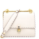 Ivory Leather Small Scalloped Kan I Shoulder Bag