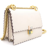 Ivory Leather Small Scalloped Kan I Shoulder Bag