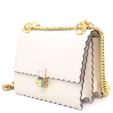 Ivory Leather Small Scalloped Kan I Shoulder Bag