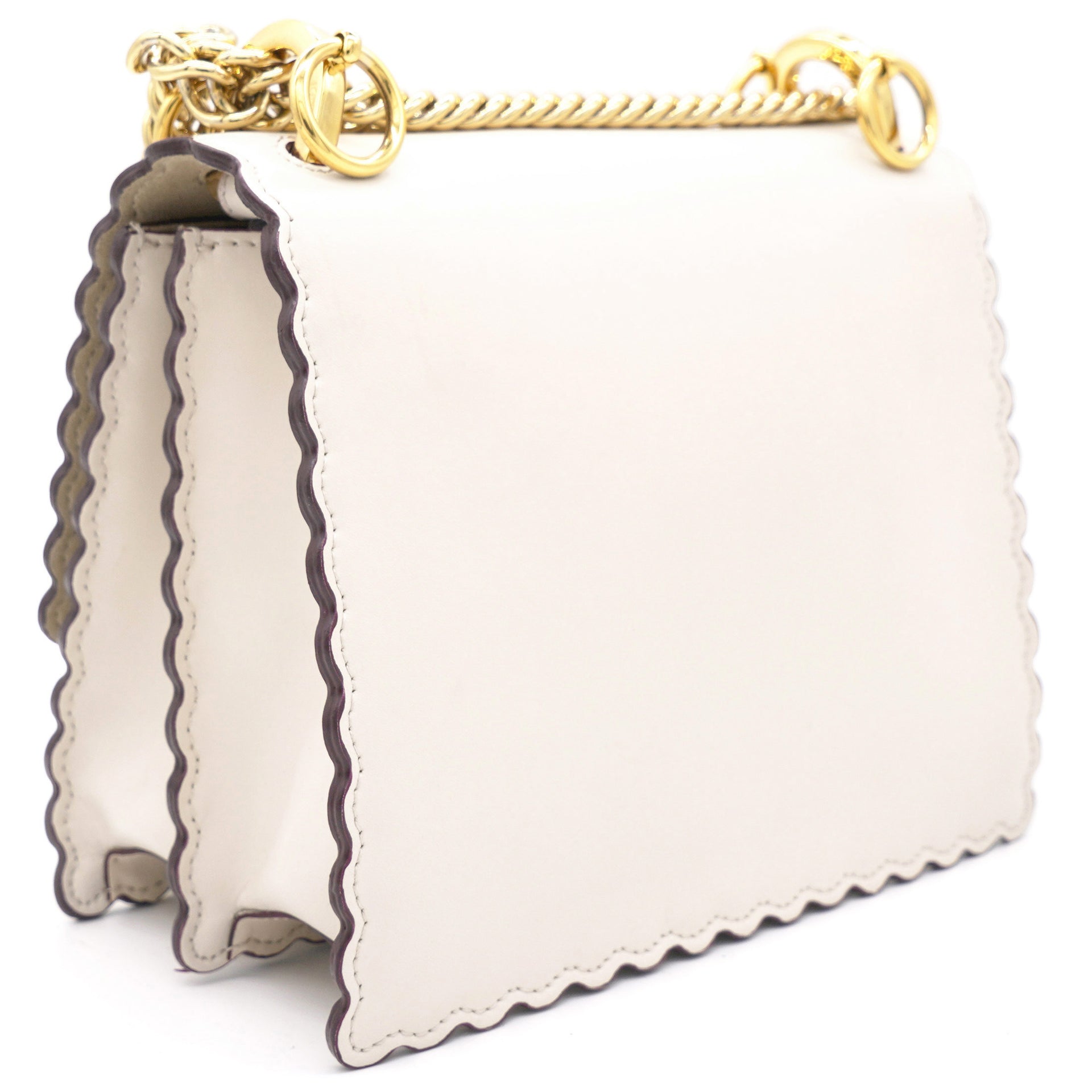 Fendi Ivory Leather Small Scalloped Kan I Shoulder Bag – STYLISHTOP