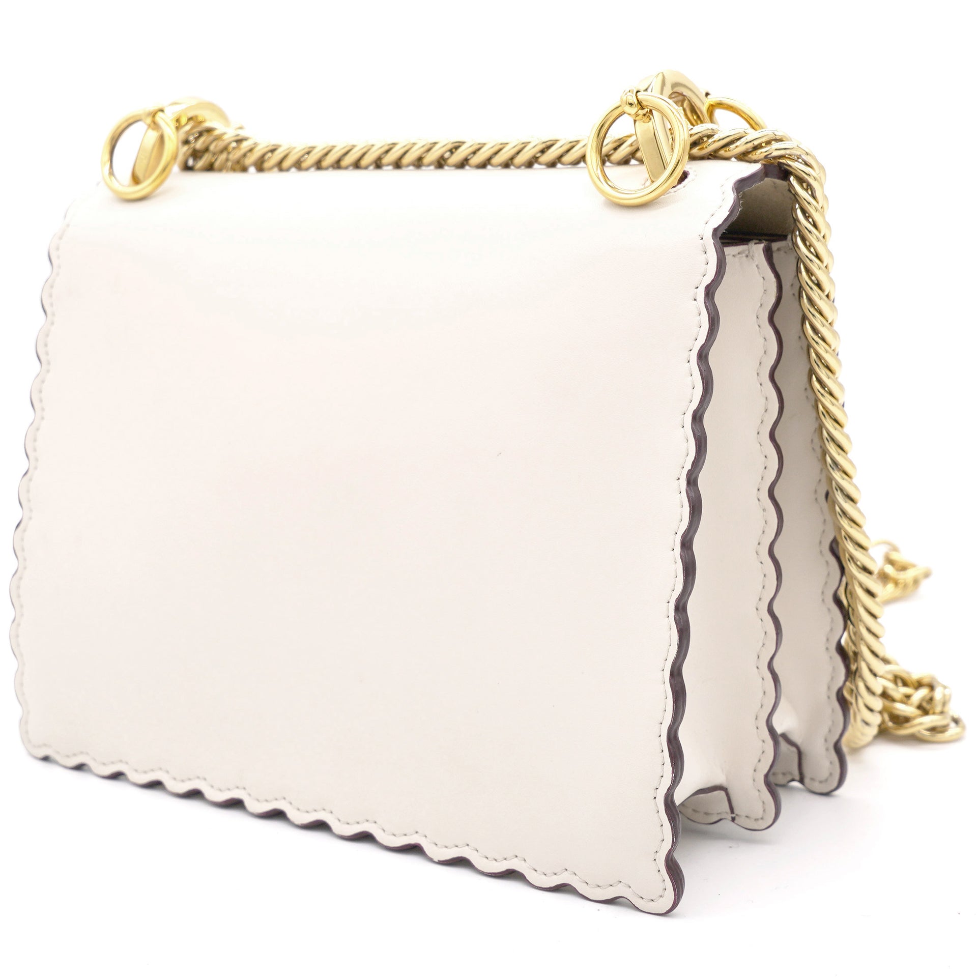 Fendi Ivory Leather Small Scalloped Kan I Shoulder Bag – STYLISHTOP