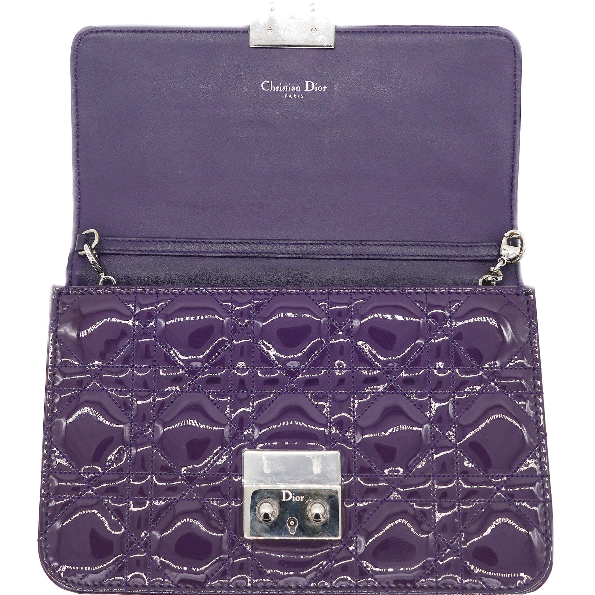 Purple Quilted Patent Miss Dior Flap Bag