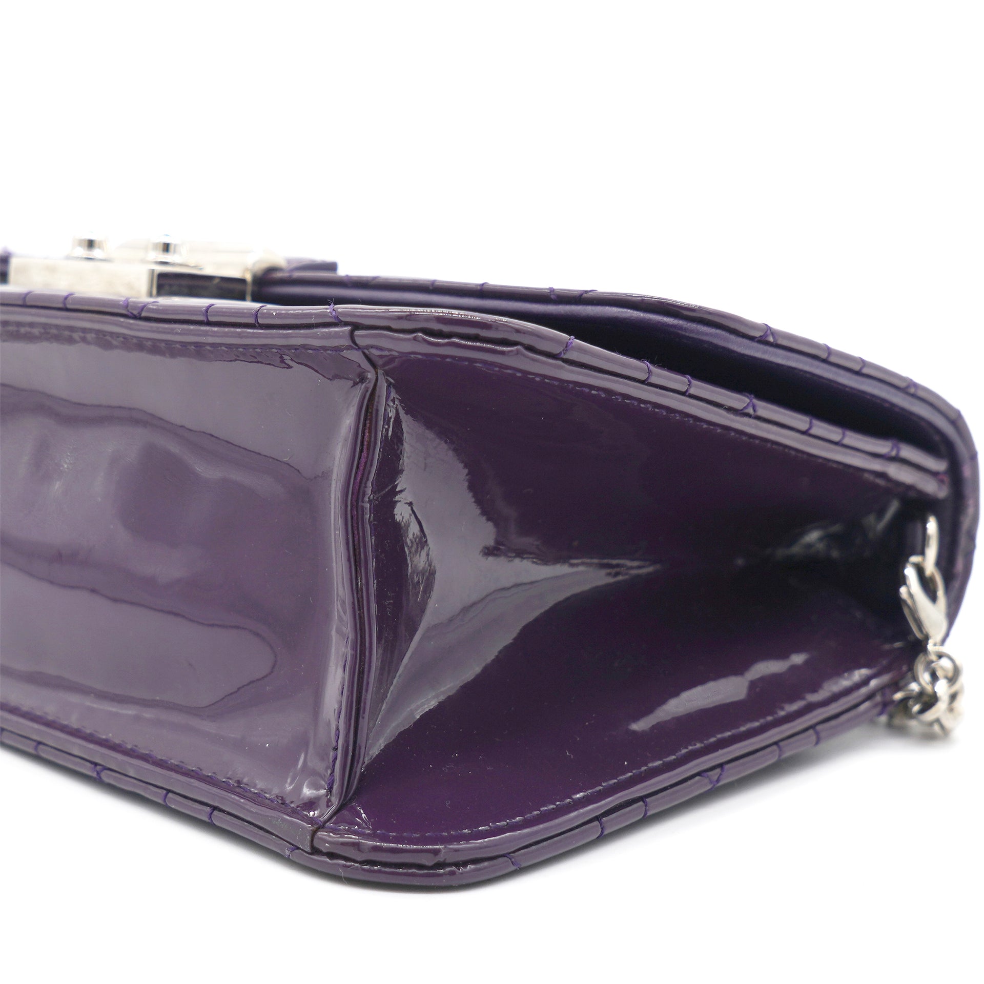 Purple Quilted Patent Miss Dior Flap Bag