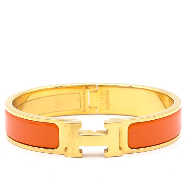 Hermes Narrow Clic H Bracelet (Royal Blue/Yellow Gold Plated) - PM