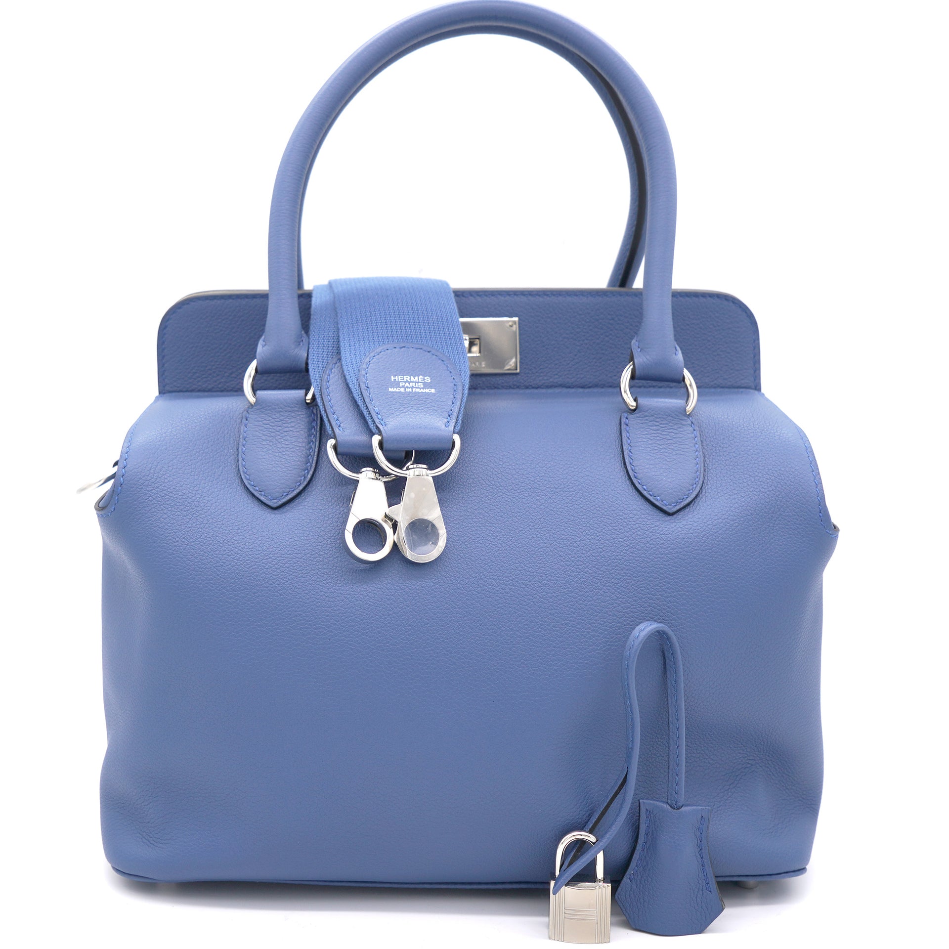 Hermes Blue Swift Leather Toolbox 26 Satchel Bag Hermes