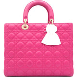 Large Lady Dior Lambskin Hand Bag Pink