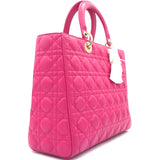 Large Lady Dior Lambskin Hand Bag Pink