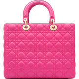 Large Lady Dior Lambskin Hand Bag Pink