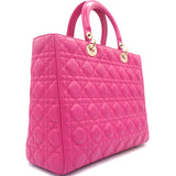 Large Lady Dior Lambskin Hand Bag Pink