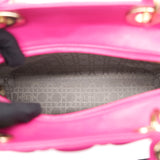 Large Lady Dior Lambskin Hand Bag Pink