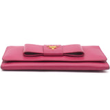 Pink Saffiano Peonia Fiocco Bow Continental Wallet