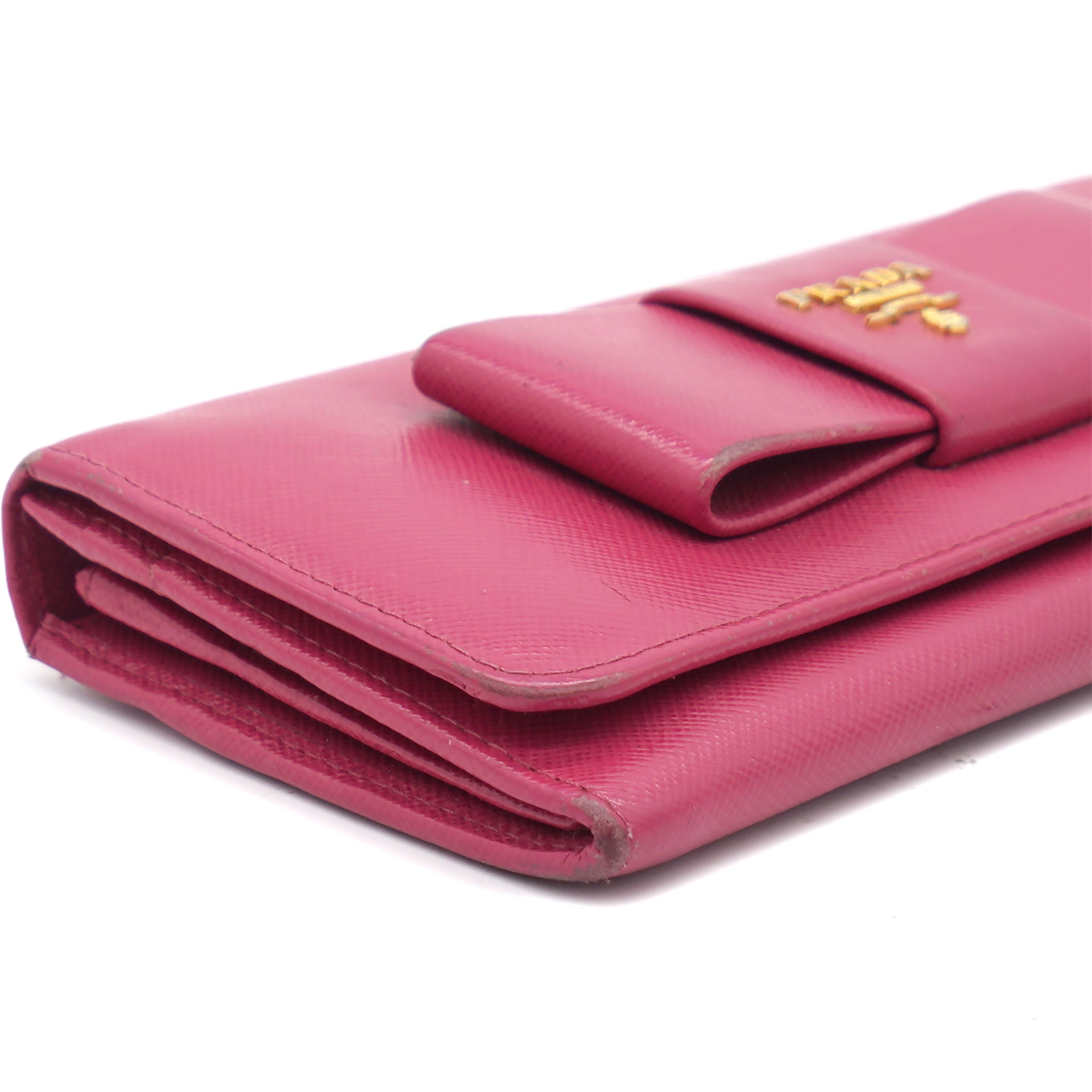 Pink Saffiano Peonia Fiocco Bow Continental Wallet