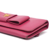 Pink Saffiano Peonia Fiocco Bow Continental Wallet