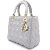Pearly Grey Quilted Leather Medium Lady Dior Tote