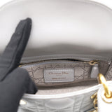 Pearl Grey Cannage Leather Mini Lady Dior Tote