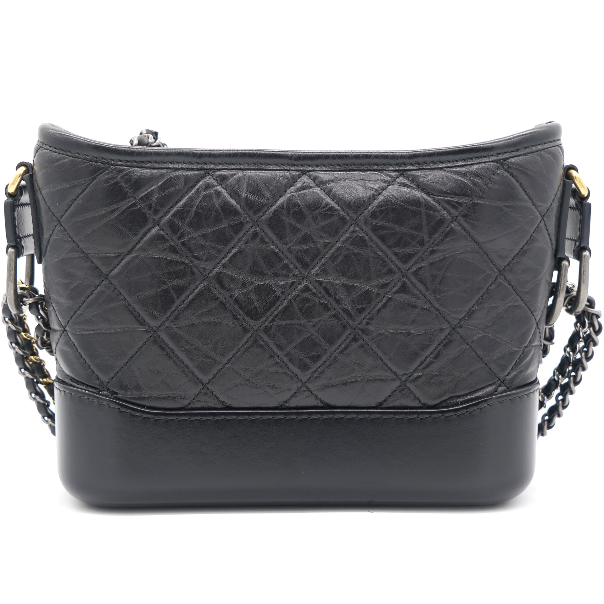 CHANEL Aged Calfskin Quilted Small Gabrielle Hobo Black –