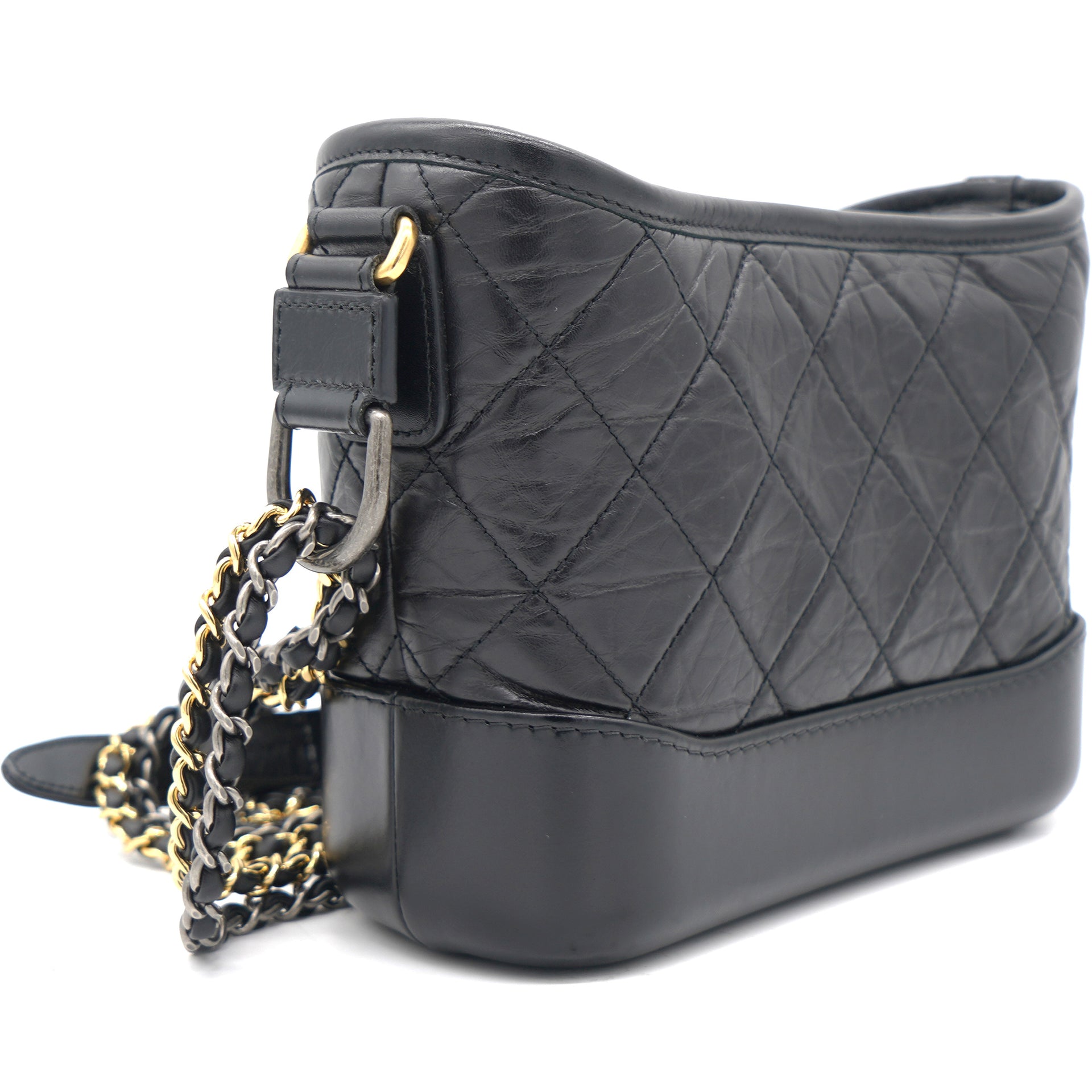 Chanel Black/Peach Tweed and Leather Medium Gabrielle Hobo Bag