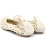 Cream Cotton Crochet Flats 39