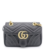 Calfskin Matelasse Mini GG Marmont Shoulder Bag Black