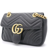 Calfskin Matelasse Mini GG Marmont Shoulder Bag Black